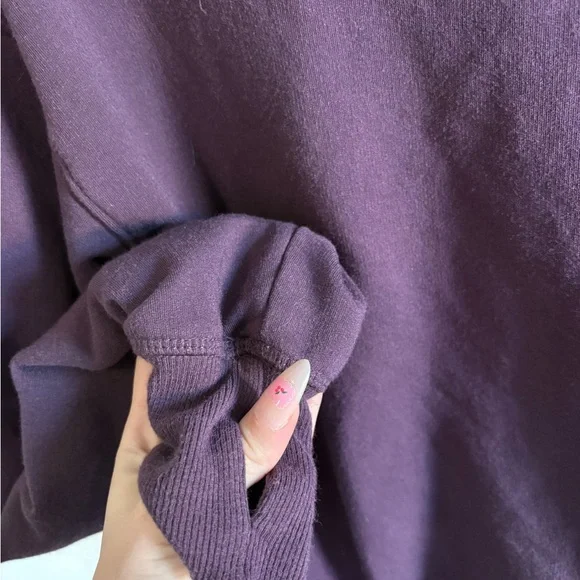 Aerie Deep Purple Off-Shoulder Sweatshirt - Picture 3 of 4